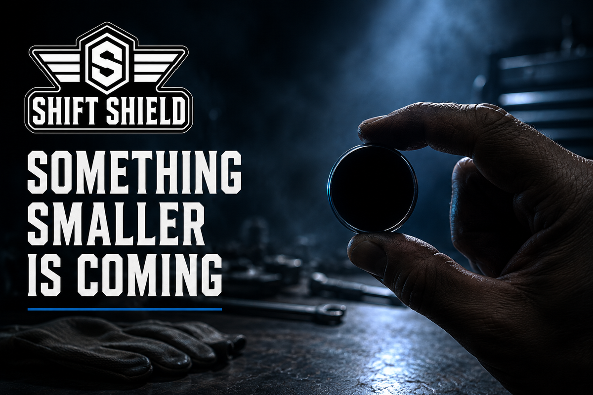 Shift Shield Something Smaller Is Coming teaser with a small round container in silhouette