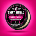 Shift Shield Work Putty iron blossom 2 oz black tin with lid slightly open
